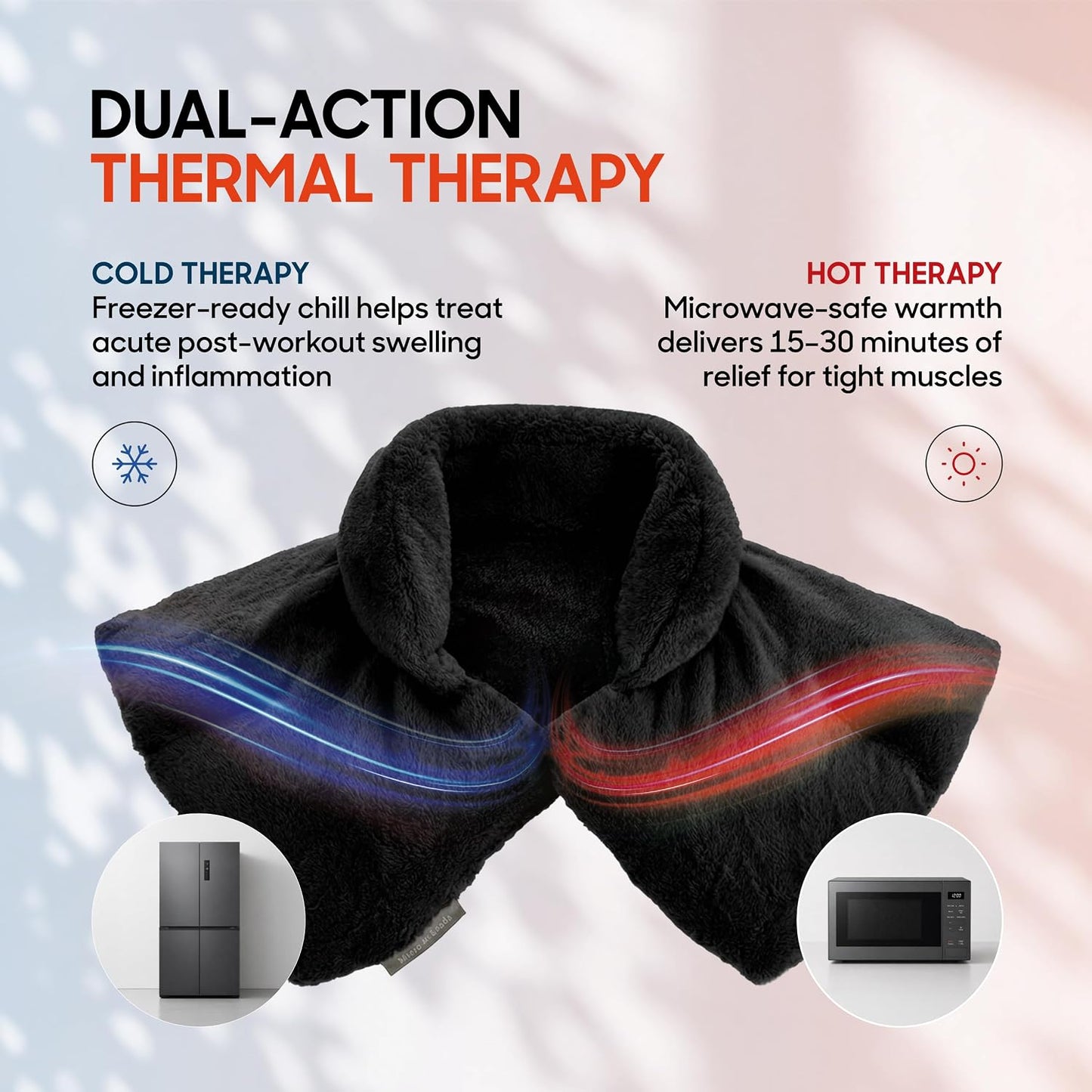 Sharper Image Heated Neck & Shoulder Wrap - Microwavable Warm & Cooling Plush Pad, Scented Aromatherapy (100% Natural Lavender & Herb Spa Blend), Pain Tension Headache Relief Therapy, Gift for Women