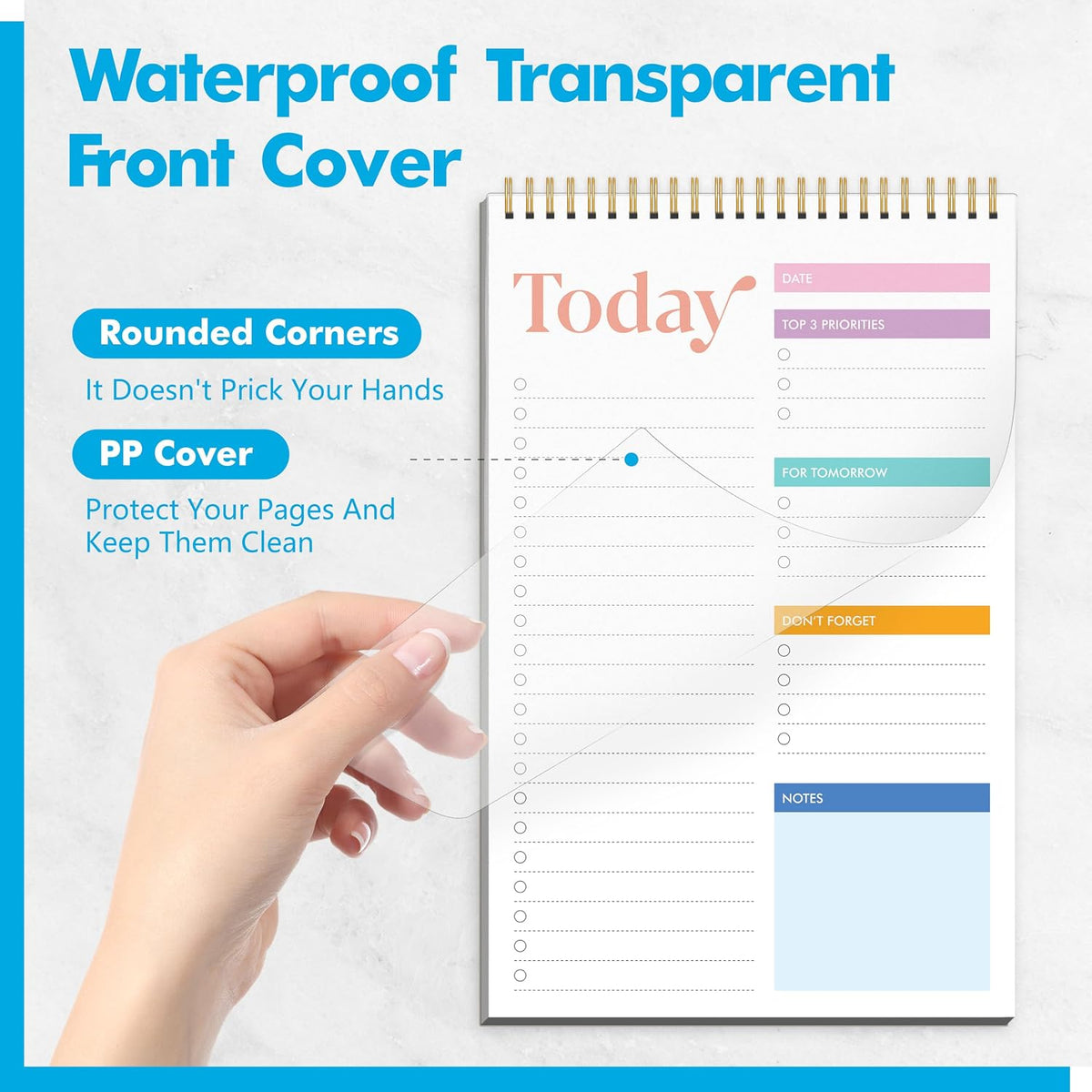 2 To Do List Notepads, Daily Planner Notebook with Tear-off Design, Undated Writing Organizer for Daily Tasks and Goal, Coiled Task Track Checklist Productivity Pad for Office, Classroom, Home, School