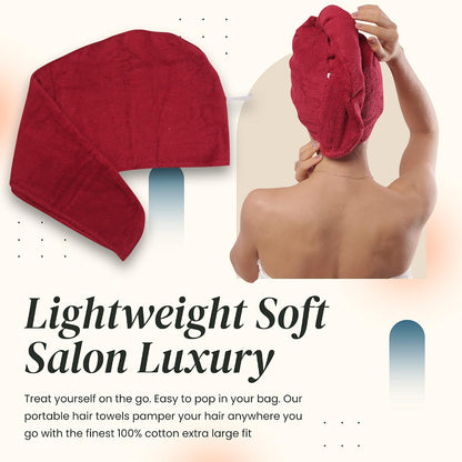 Huge Cotton Hair Towel Wrap for Women (Coral White)