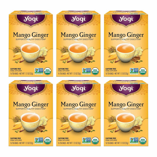 Yogi Mango Ginger Organic Tea, 16 Tea Bags (6 Pack)