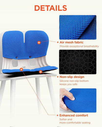 curble Grand– Extra Wide Ergonomic Seat Support, Sit Straighter Without Effort, Passive Posture Trainer for Office, Home & Car (Grey)