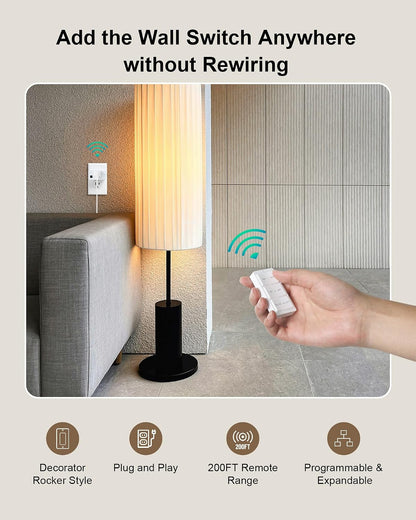 Remote Control Outlet with Decorator Rocker Magnetic Wall Switch