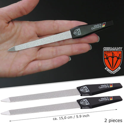 3 Swords Germany - Brand Quality Sapphire Metal Nail File Set (5 pcs.) with 3-Way Nail Buffer (1 pc.), Manicure Pedicure Finger & Toe Nail Care - Made in Solingen Germany (671)