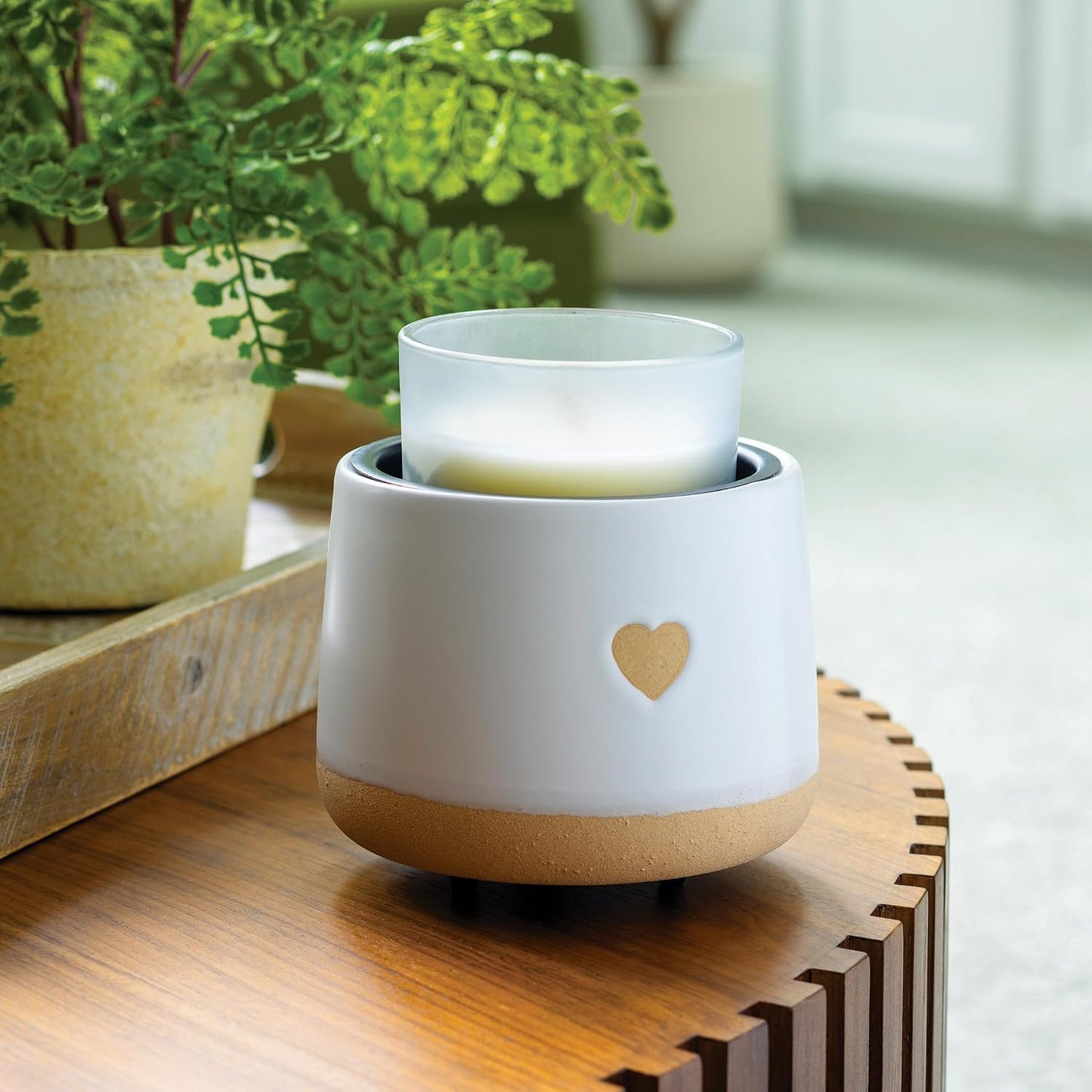 Candle Warmers ETC. Illumination Fragrance Warmer- Light-Up Warmer for Warming Scented Candle Wax Melts and Tarts or to Freshen Room, White Harmony
