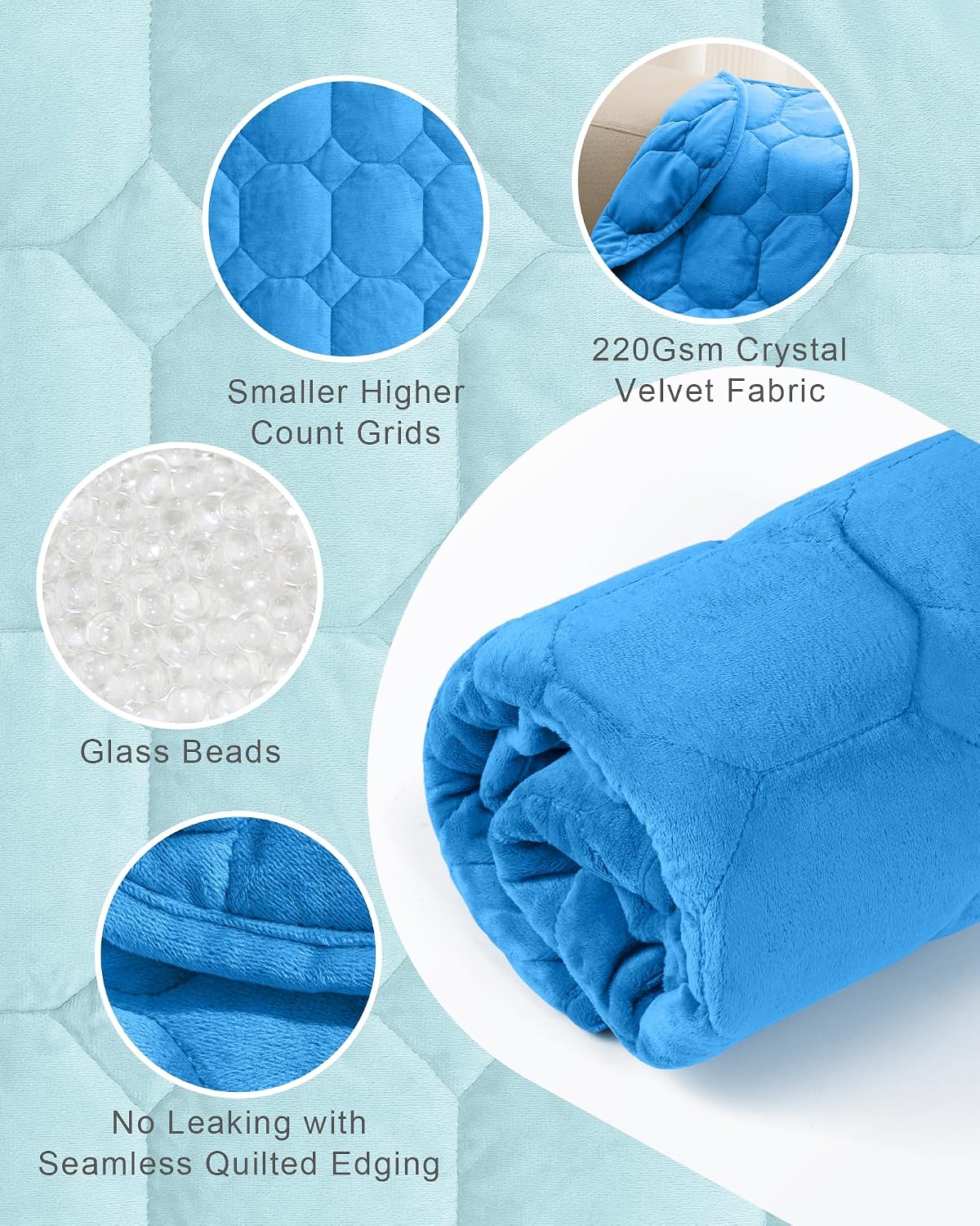 Cottonblue Weighted Lap Blanket 7lbs, Cozy Luxury Crystal Velvet Weighted Blanket for Adults, Small Weighted Blanket for Relaxation, Sleeping, Travel, Grey, 29" x 24"