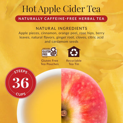 The Republic of Tea Hot Apple Cider Herbal Tea, Caffeine-Free, 36 Count
