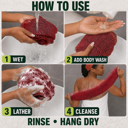 SubSahara African Net Sponge, 2 Pack 45-Inch Exfoliating Bath Scrubber