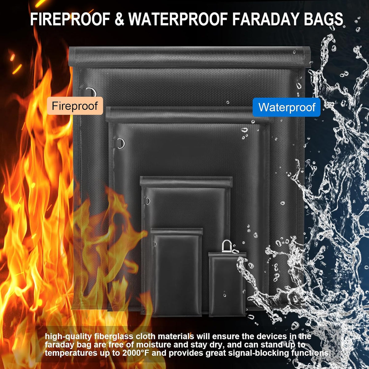 Military Grade Faraday Bag for Phone & Key Fob, Signal Blocking Pouch