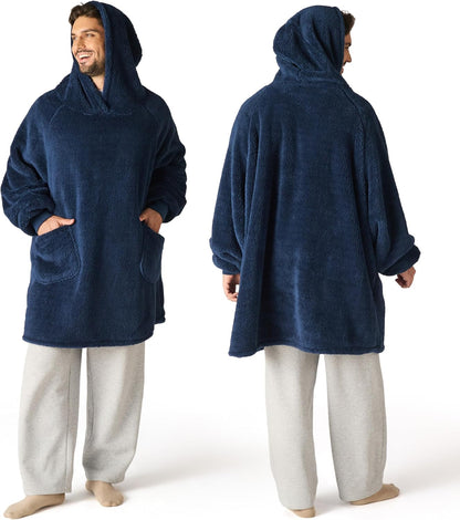 Bedsure Wearable Blanket Hoodies, Blanket Hoodie as Mothers Day Birthday Gifts for Mom Women, Warm Cozy Soft Sweatshirt Hooded Blankets for Women Men Adults, Grey, Standard