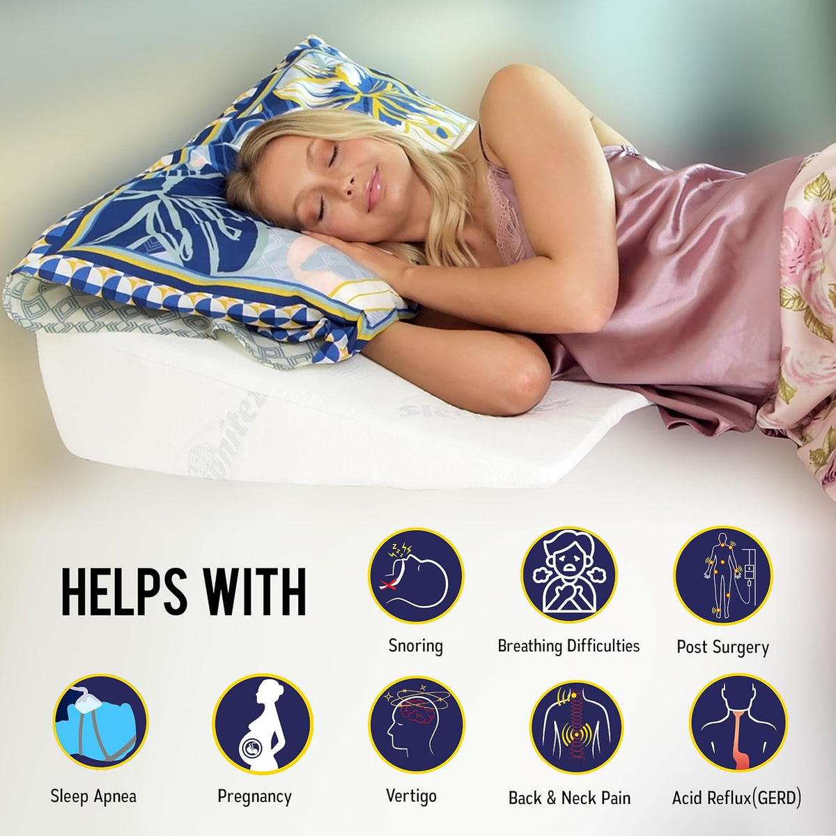 Sleepnitez FSA Eligible 8" Bed Wedge Pillow for Acid Reflux, Sleep Apnea