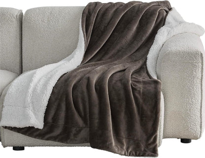 Bedsure GentleSoft Sherpa Fleece Throw Blanket for Couch, Non-Heated, Thick & Warm Cozy Blanket for Winter, Soft Fuzzy Plush Throw Gifts for Women and Men, Grey, 50x60 Inches