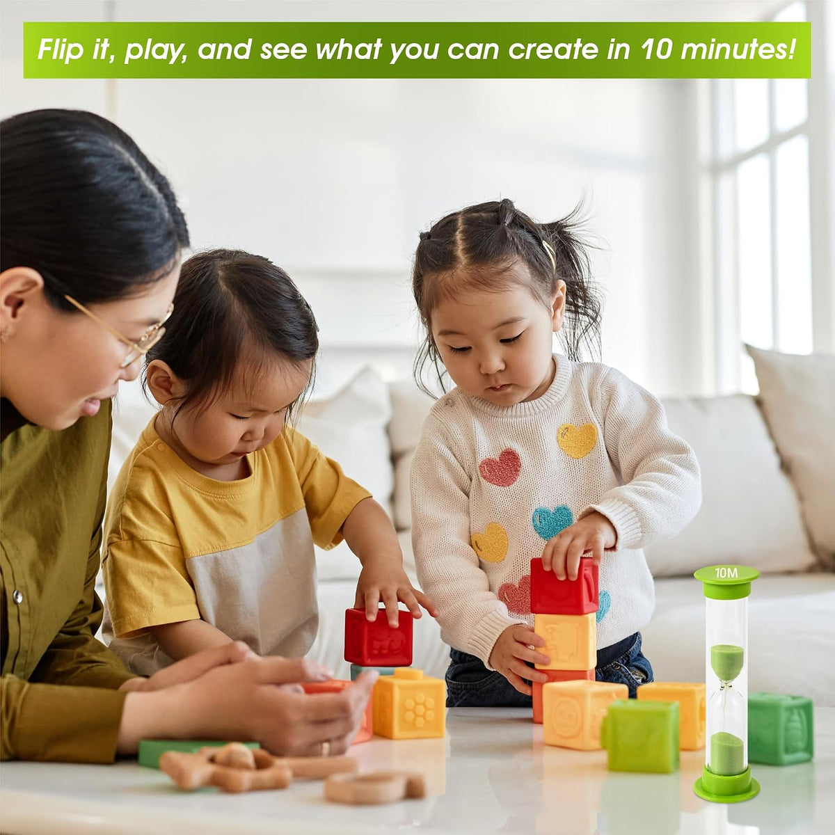 Sand Timer for Kids Set of 3 Small Colorful Hourglass Acrylic Covered Clock 1Min 2Min 5Min for Classroom, Home & Kids Room