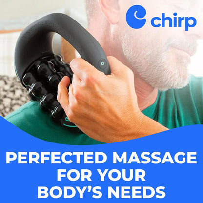 Chirp RPM Rolling Percussive Massager – Deep Tissue Muscle Massager and Back Roller with Hands-Free Base, Rechargeable Leg Massager Roller, 5-Speed Massage Roller Stick for Legs, Foot & Calf Massager