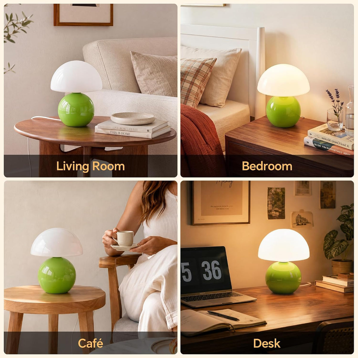 Dawnwake Mushroom Lamp Table Lamp for Bedroom-Small Desk Table Lamps,White