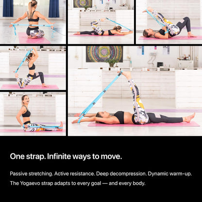 YogaEVO Stretching Strap with Loops for Physical Therapy — Yoga Strap & Resistance Band in One — Flexibility & Back Recovery — HD Video Routines Included