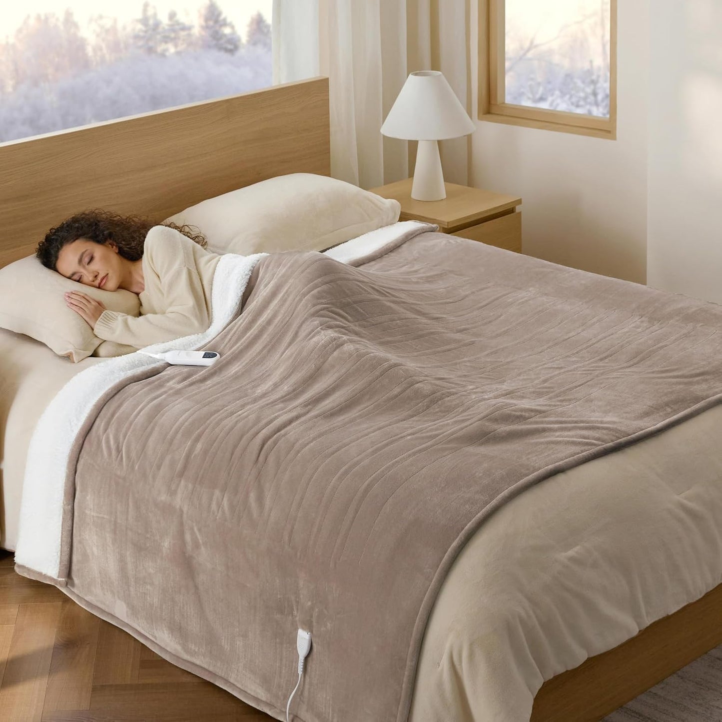 Bedsure Heated Blanket Throw Blanket with Preheat Function - Fast Heating Electric Blanket, Soft Flannel Throw with 6 Time Settings(Up to 10H), 6 Heating Settings, Gifts for Grandma (50"x60", Cream)