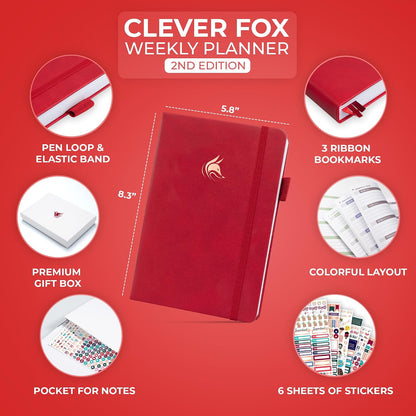 Clever Fox Planner 2nd Edition – Colorful Weekly & Monthly Goal Planner, Time Management & Productivity Organizer, Undated, A5 (Dark Teal)
