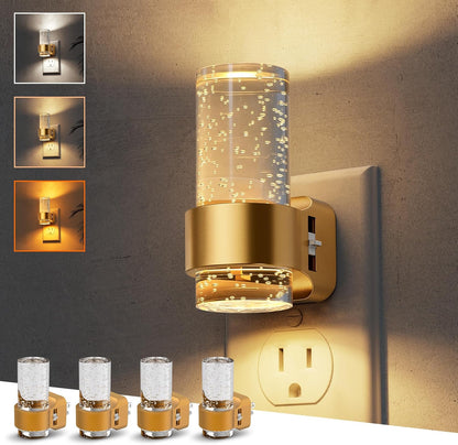 L LOHAS LED Night Lights Plug into wall, Amber Night Light with Adjustable Brightness, Plug in NightLight with Auto Light Sensor, Wall Sconce-Style Design Night Light for Bathroom,Hallway, 2 Pack