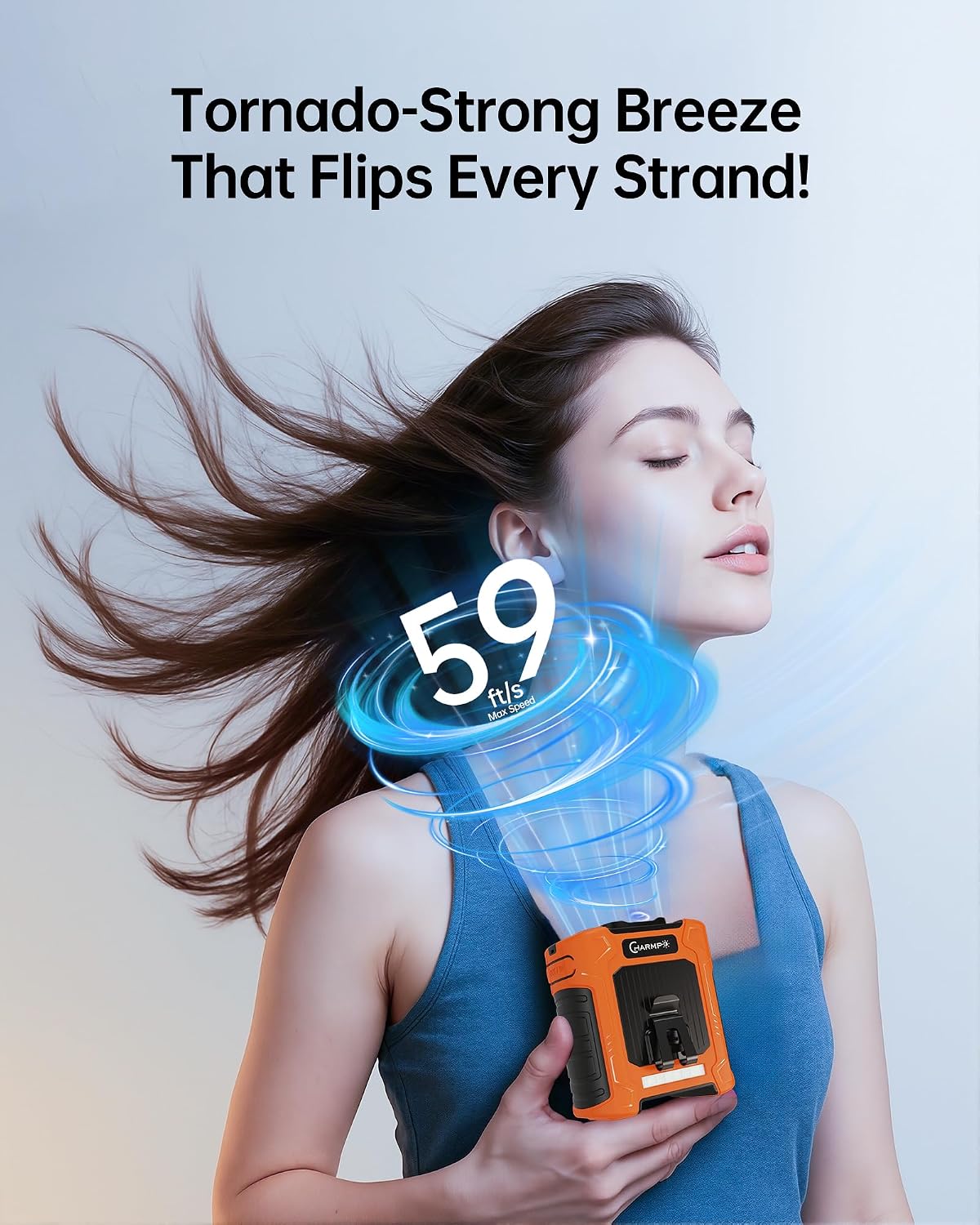 Waist Fan - Portable Cooling Clip Belt Fan with 10000mAh Battery, 24H Working Time, 3 Speeds, 16000RPM Airflow, LED SOS Warning Light for Jobsite, Farming, Fishing, Hot Summer