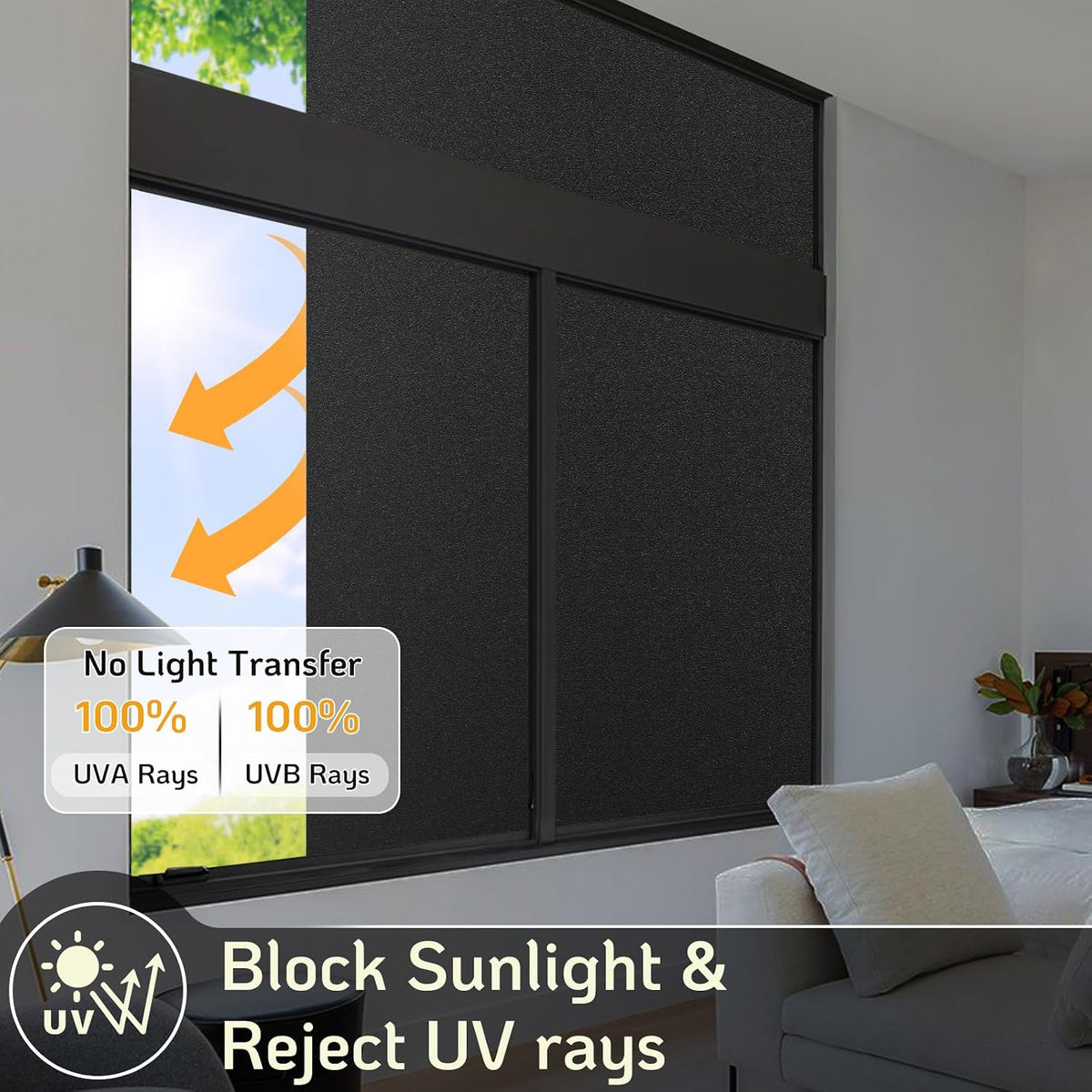 LUTE Blackout Window Film, Window Tint for Home Privacy, 17.5" x 78.7"