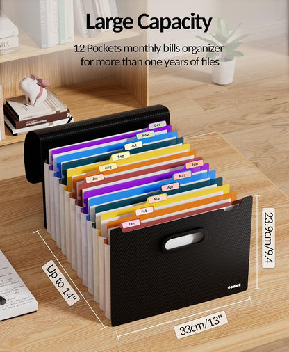 Sooez Accordion File Organizer, 13-Pocket Expanding File Folder Letter Size