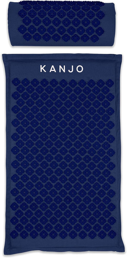 Kanjo Acupressure Mat and Pillow Set for Back Pain Relief & Neck Pain Relief, with Pressure Points for Muscle Pain Relief with Travel Bag - Black XL