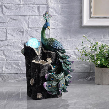 Kalona Décor Desktop Fountain - 10" 4-Tier Design with Imitation Stone, Indoor Waterfall Tabletop River Rocks & Resin Material for Serene Meditation & Relaxation - Ideal for Home & Office Decor
