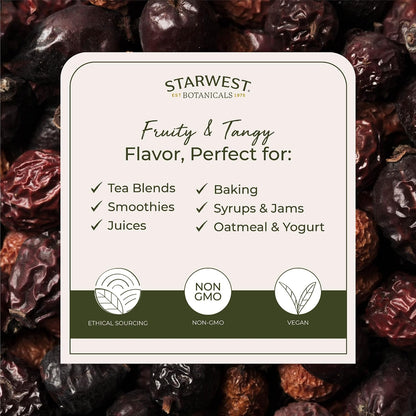 Starwest Botanicals Rosehips Whole Organic, Seedless - Bulk 1 lb Bag