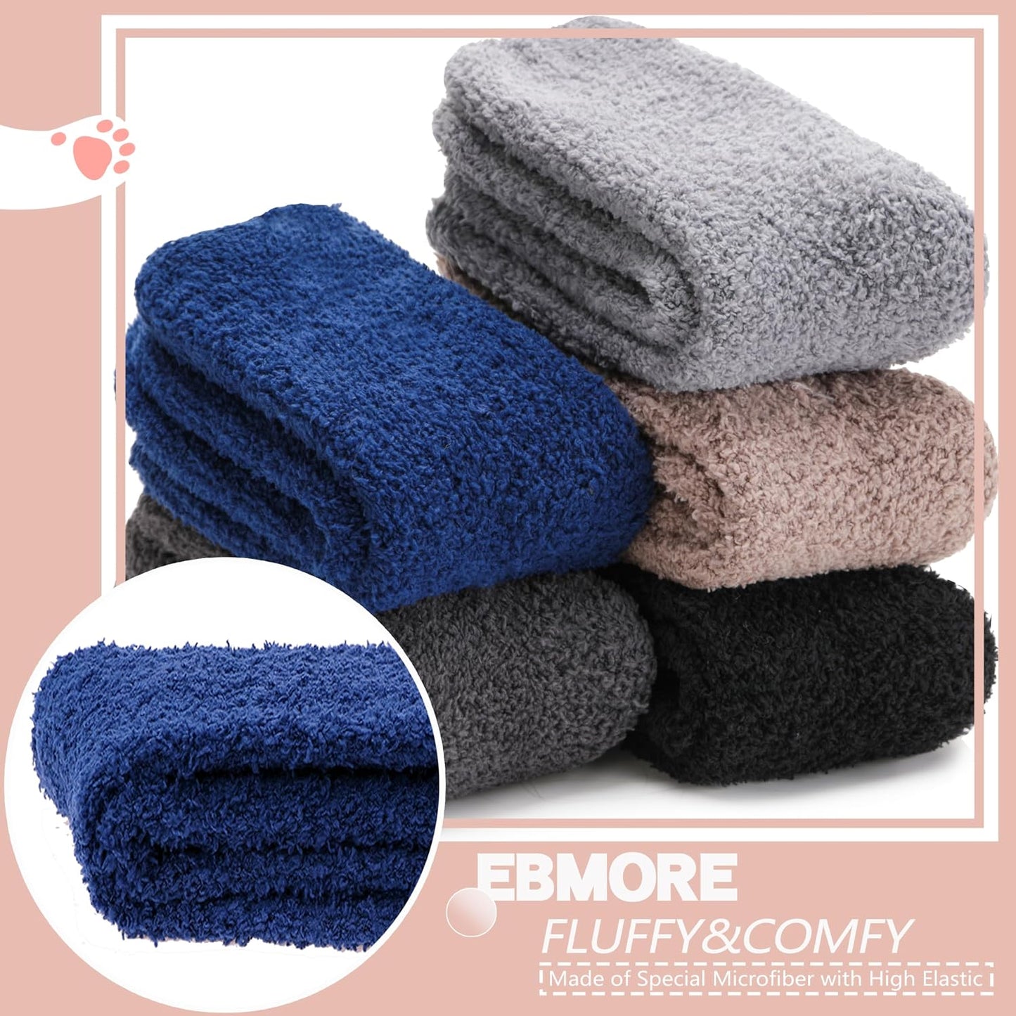 EBMORE Womens Fuzzy Socks Slipper Fluffy Cozy Comfy Cabin Plush Warm Winter Sleep Home Soft Socks