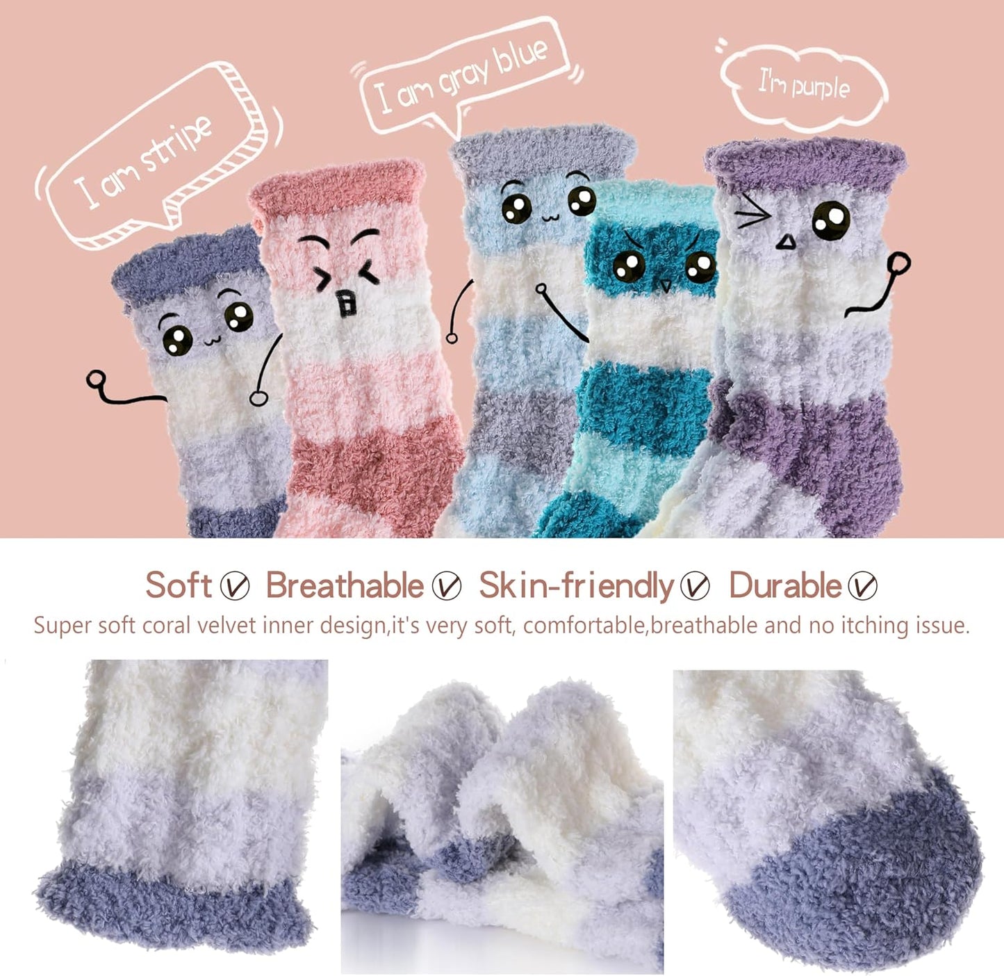 EBMORE Womens Fuzzy Socks Slipper Fluffy Cozy Comfy Cabin Plush Warm Winter Sleep Home Soft Socks