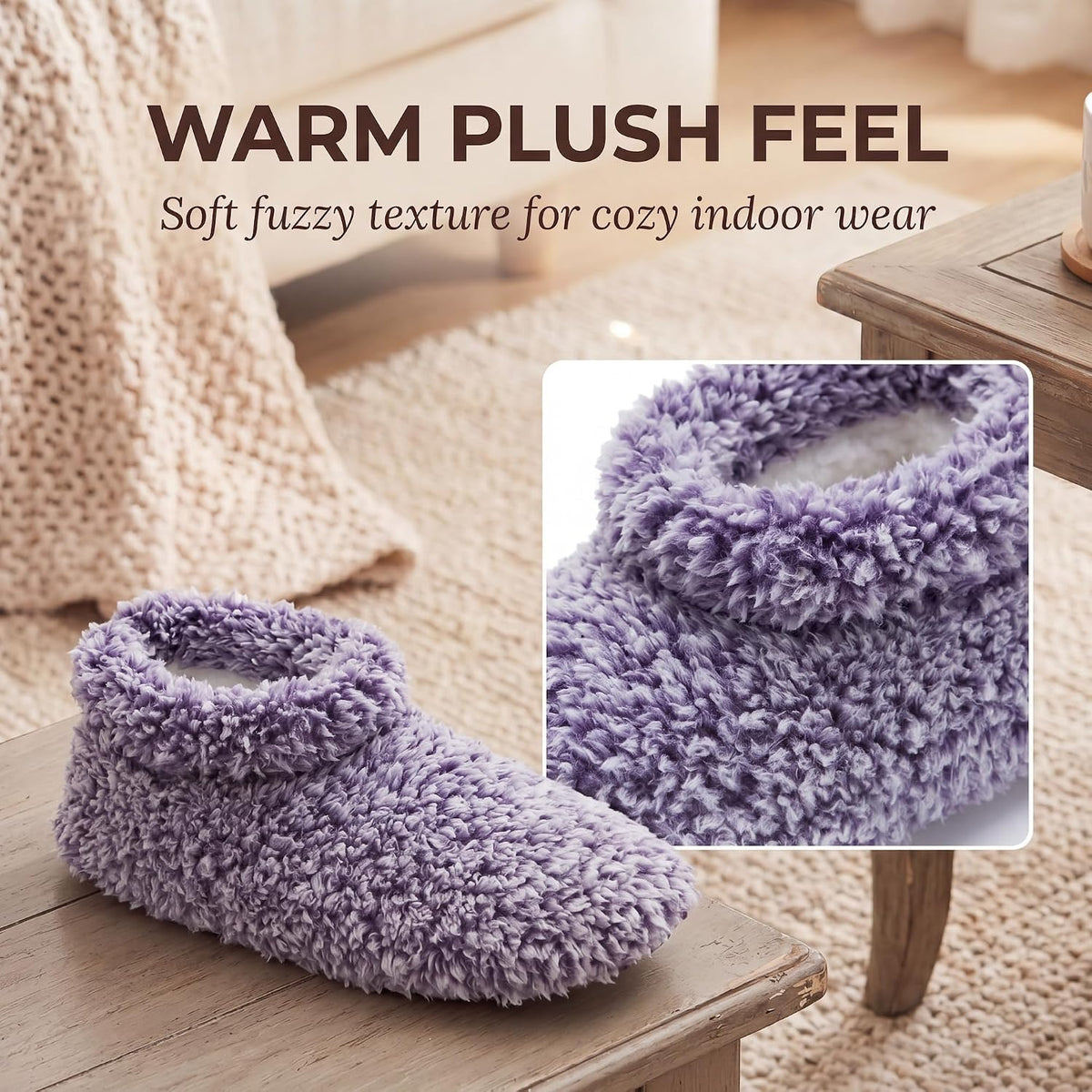 Cozylook Fuzzy Slippers for Women Indoor Soft Sole Slipper Socks
