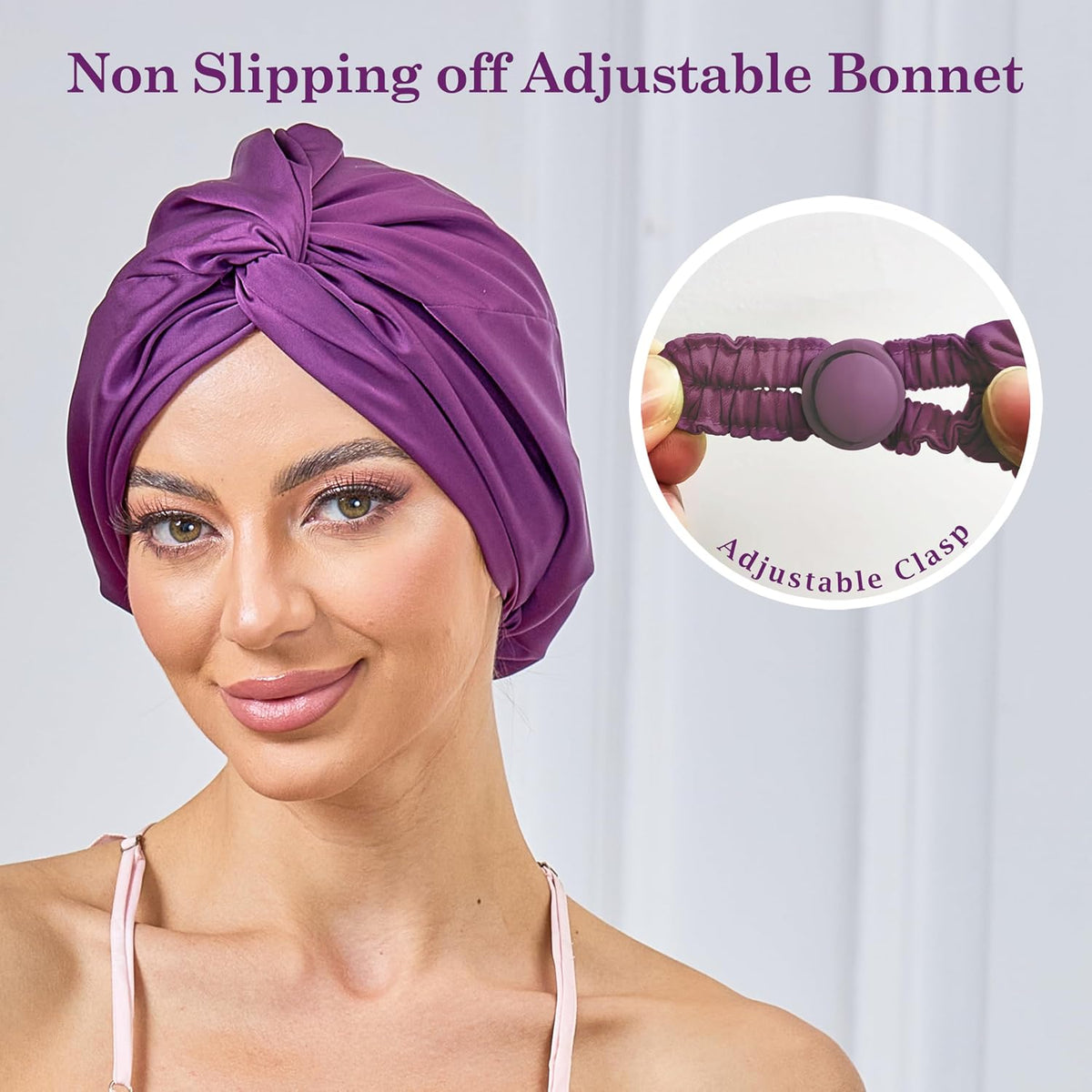 Adjustable Silk Bonnet Satin Curly Hair Wrap for Sleeping Women Anti Frizz