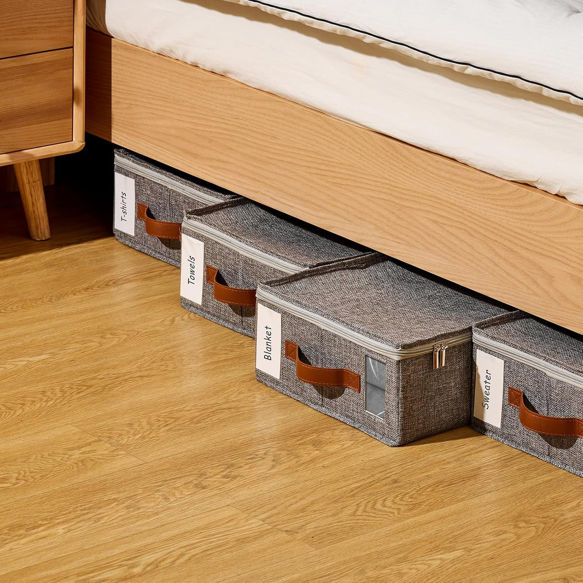 Bed Sheet Organizer - No Insects Entry Sheet Organizers and Storage with Zipper, Label, Handle, Window, Linen Closet Organizers and Storage for Sheet Set, Clothing, Duvet Covers, Blanket