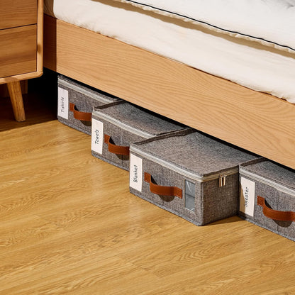 Bed Sheet Organizer - No Insects Entry Sheet Organizers and Storage with Zipper, Label, Handle, Window, Linen Closet Organizers and Storage for Sheet Set, Clothing, Duvet Covers, Blanket