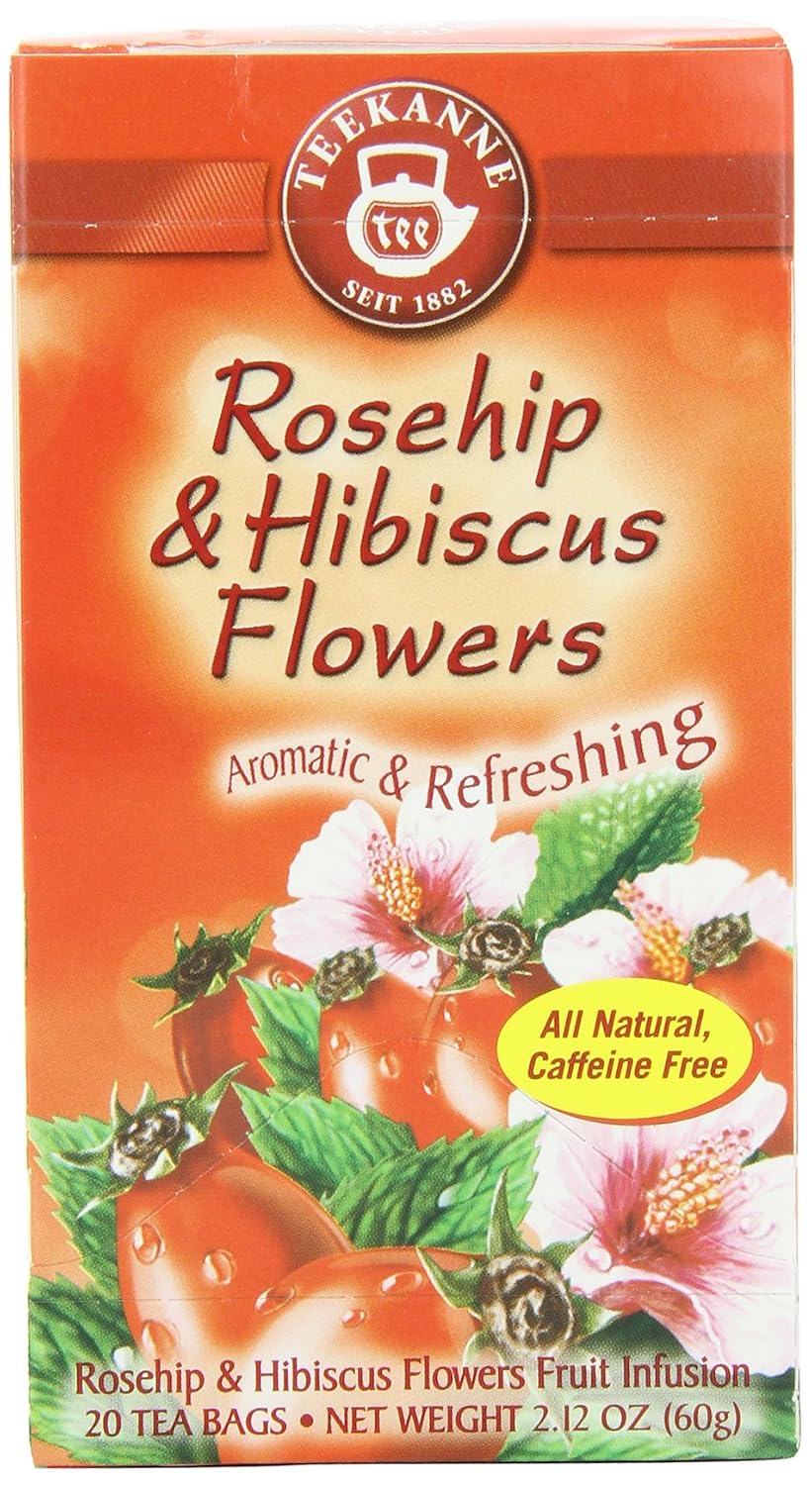 Teekanne Tea, Rose Hip & Hibiscus Flowers, 20 - Teabags, 2.12 Ounce, (Pack of 5)