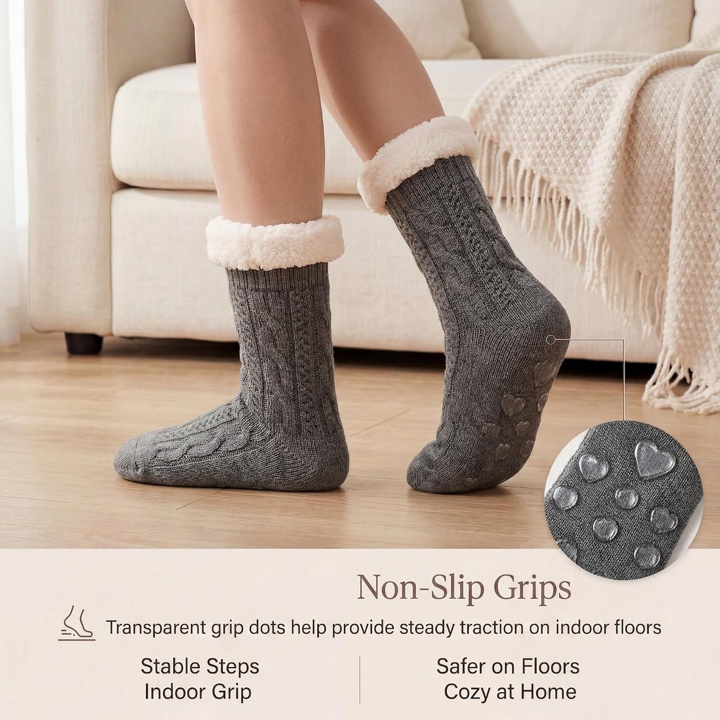 Cozylook Fuzzy Slipper Socks for Women with Grips Warm Cozy Soft Non-Slip Winter Socks Cozy Gift Idea