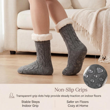 Cozylook Fuzzy Slipper Socks for Women with Grips Warm Cozy Soft Non-Slip Winter Socks Cozy Gift Idea