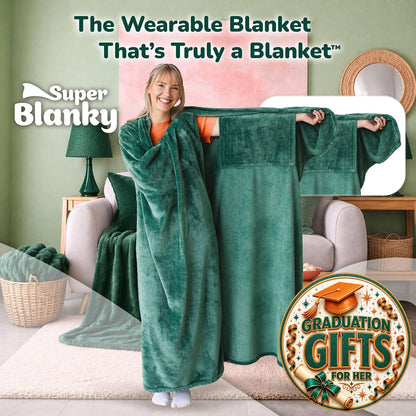 Super Blanky Wearable Blankets for Women & Men, Graduation Day Gift for Her, Cozy Gifts for Women, Wife Birthday Gifts Ideas