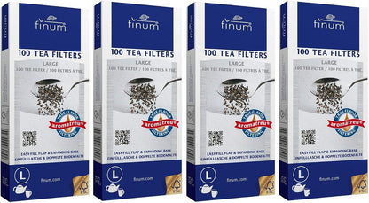 Pack of 4 Finum Large Disposable 100 Count Tea Filter Bags
