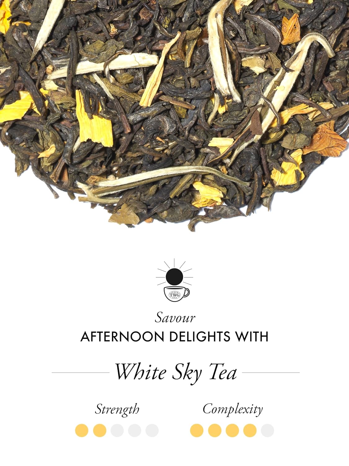 TWG Tea | White Sky Tea | White Tea | Ylang Ylang Flowers | 15 Hand Sewn Cotton Teabags | GiftSet