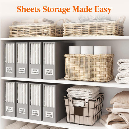 Lifewit Bed Sheet Organizer, Foldable Bedding Sheet Organizers and Storage with Large Clear Window and Label, Sheets Organizer for Linen Closet, Storage Box Bins with Lids for Duvet Cover Set