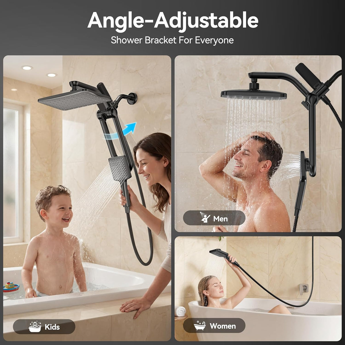 Dual Filtered Rainfall Handheld Showerhead Spray Combo with 7 Modes