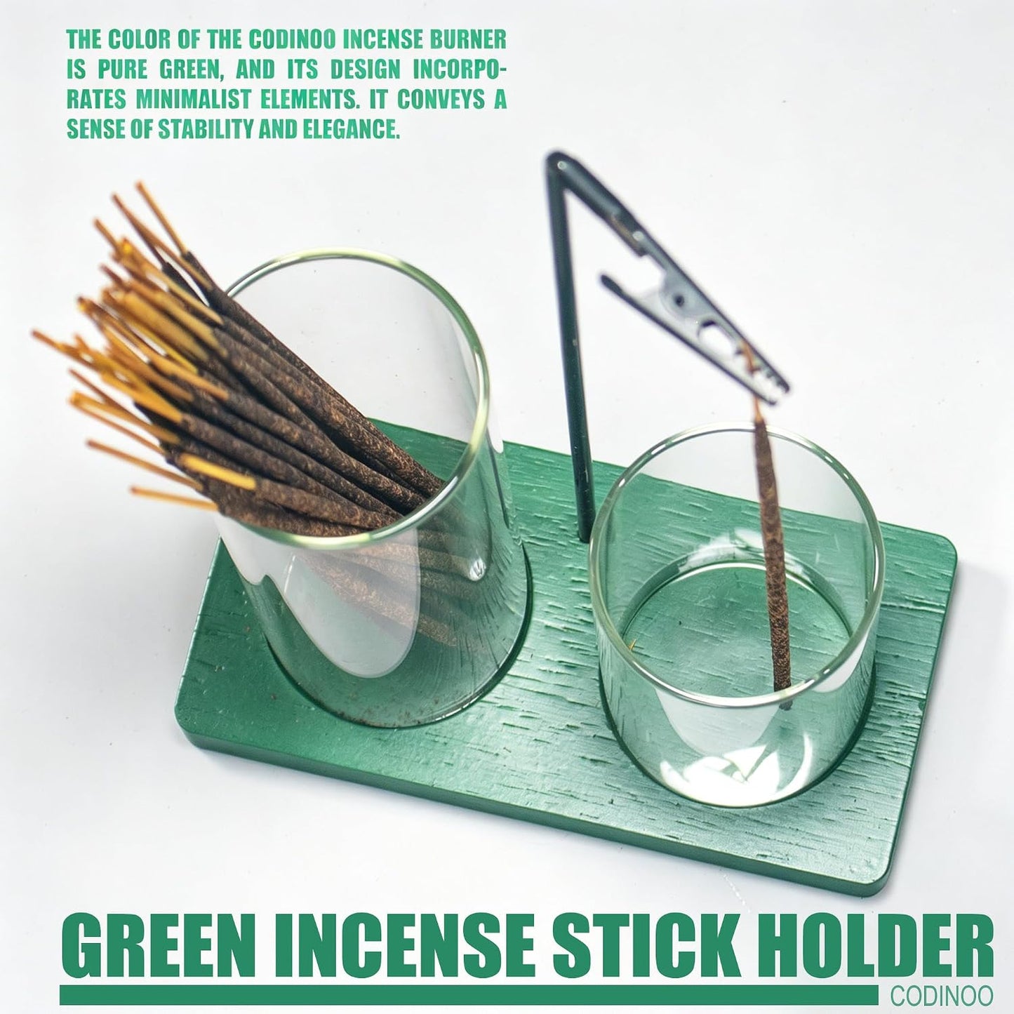 2 in 1 Incense Burner Holder for Sticks,Glass Incense Holder with Storage,Upside Down Incense Holder for Sticks with Glass Ash Catcher for Meditation Yoga Spa Room Home Decor[Full Black]