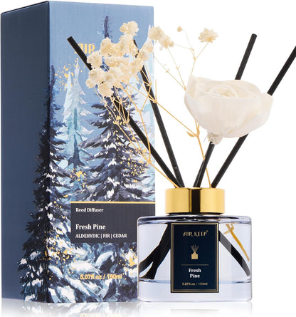 Airkeep Flower Reed Diffusers Set, 5.07 oz Freesia/Passion Fruit/Orange Scented Oil Diffuser with 8 Reed Sticks, Home Fragrance Diffuser Gift Set for Bathroom & Office Decor 150ml