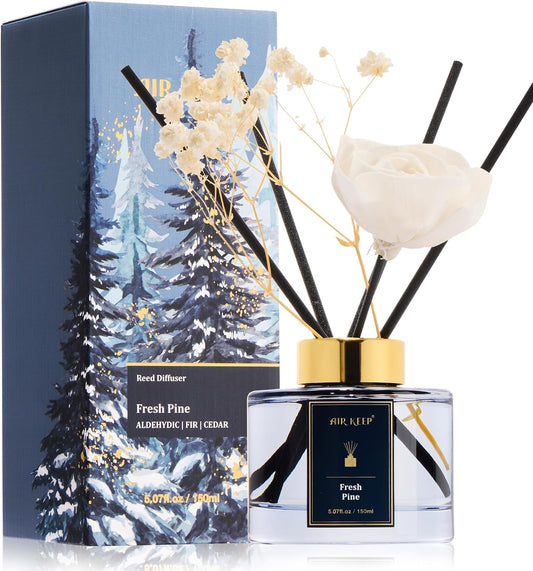 Airkeep Flower Reed Diffusers Set, 5.07 oz Freesia/Passion Fruit/Orange Scented Oil Diffuser with 8 Reed Sticks, Home Fragrance Diffuser Gift Set for Bathroom & Office Decor 150ml