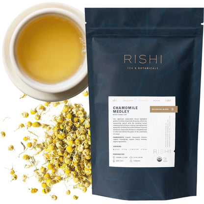 Rishi Tea Chamomile Medley Herbal Tea - Organic, Caffeine Free Sachet Bags, Calming Chamomile Flowers with Lemon Verbena & Mint - 15 Count (Pack of 1)