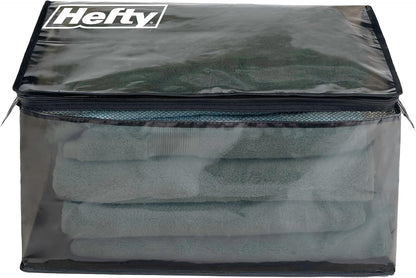 Hefty Storage Bags Extra Large Double Zipper Backpack, Heavy Duty Water Resistant Moving Totes with Shoulder Straps, Foldable Reusable Packing Organizers, (X-Large Black)