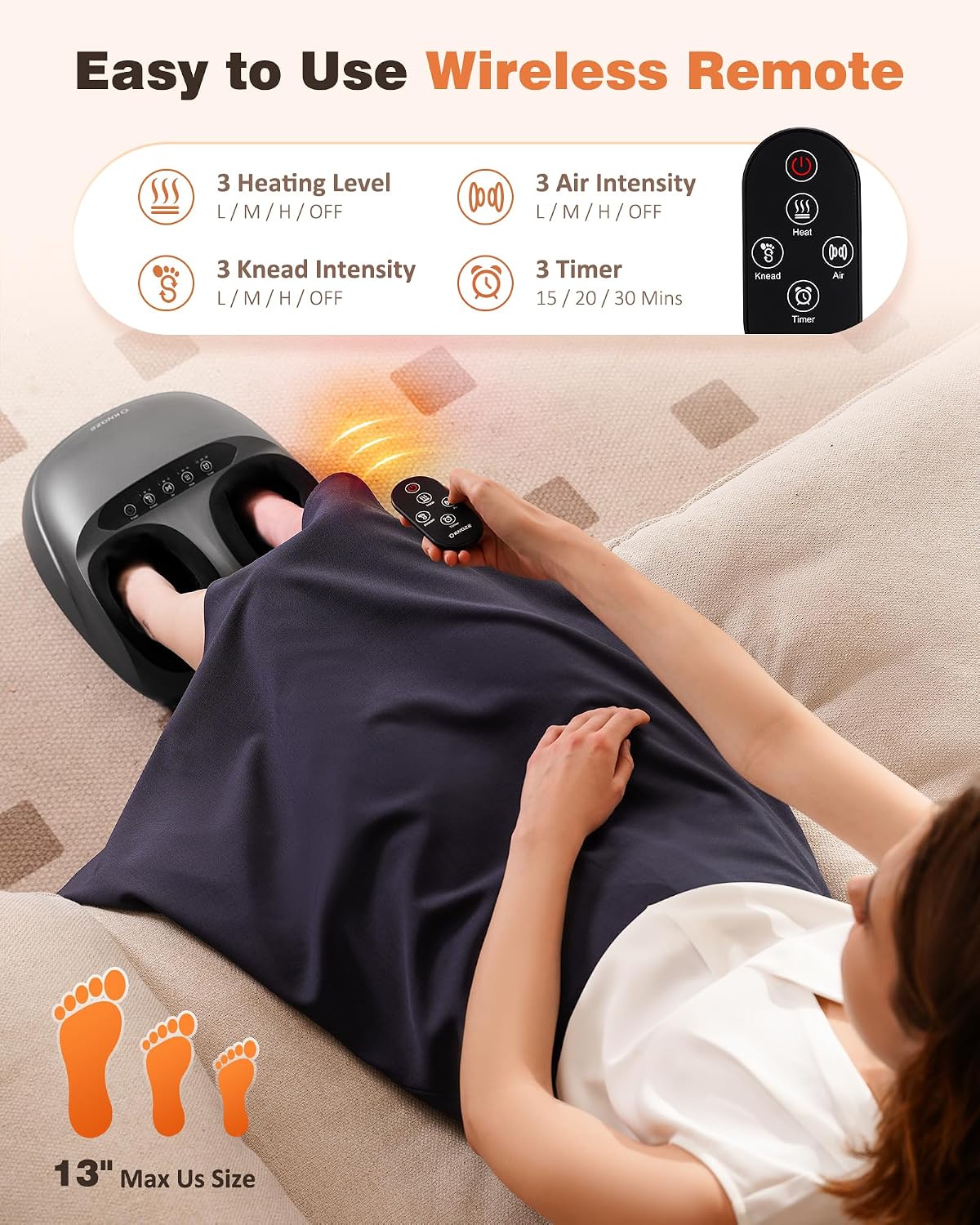 KNQZE Shiatsu Foot Massager with Heat, Compression, Deep Kneading Foot Massage for Plantar Fasciitis Relief, Remote Control, Multi Massage Modes, Auto Shut-Off Timer, FSA Eligible, Gifts for Women Men