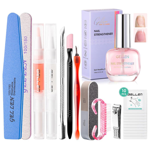 Gellen Nail Care Kit with 10PCS Manicure Tools: Nail Strengthener Sakura