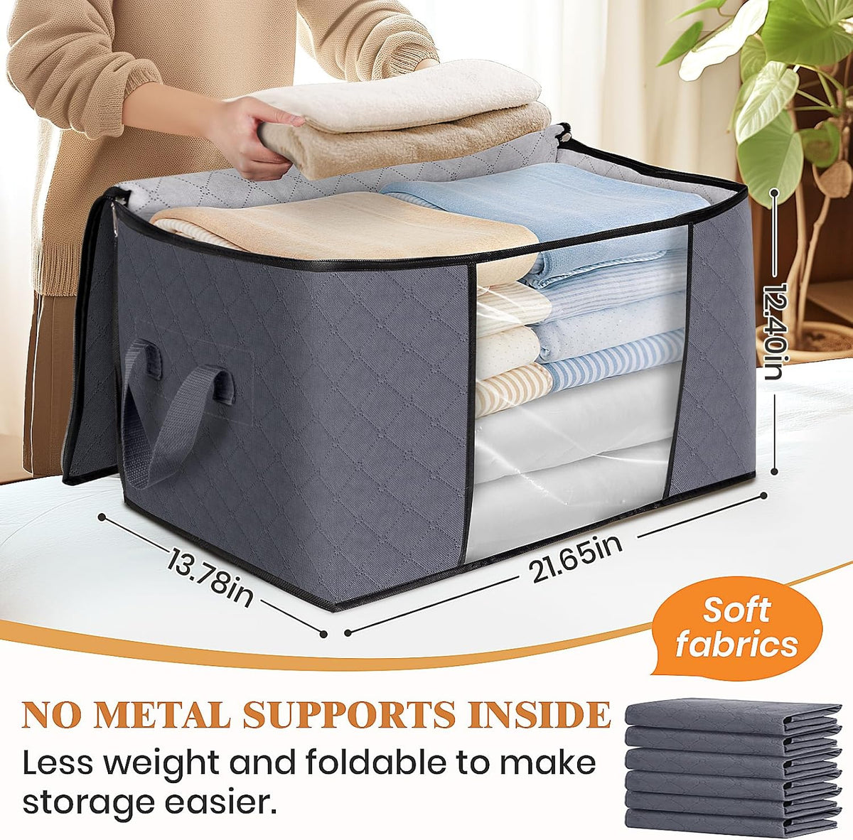 Fab totes Storage Bags for Clothes Blanket Storage Bins with Lids